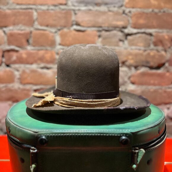 Nick Fouquet Distressed Fedora Chocolate Brown Raw Edge + Leather Case - Picture 4 of 15